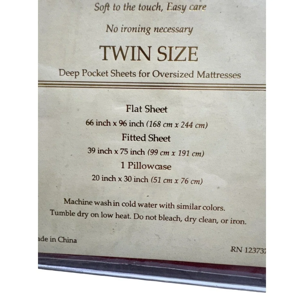 Jessica Sanders Twin Sheet Set 1500 Thread Count‎ Red 100% Egyptian Cotton NWT